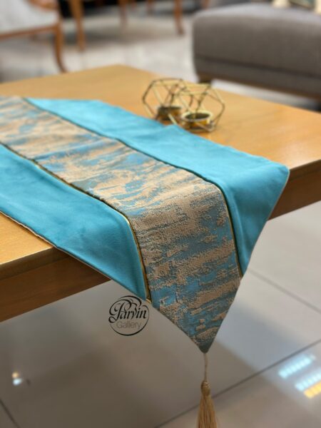 رانر ترکیبی پتینه آبرنگی کرم فیروزه ای ومخمل