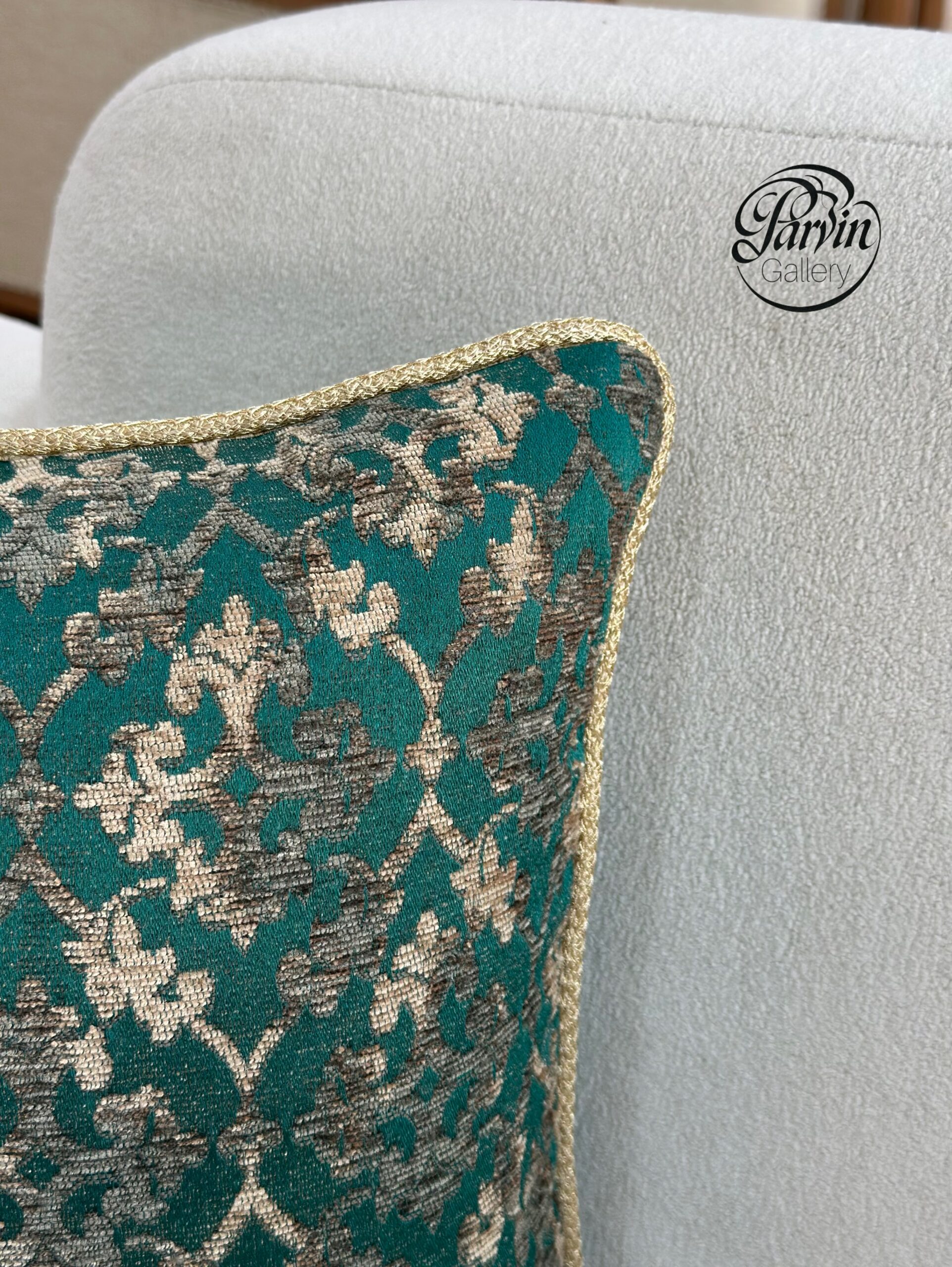 کوسن مربعی گلابتون سبز گل دار - تصویر 3