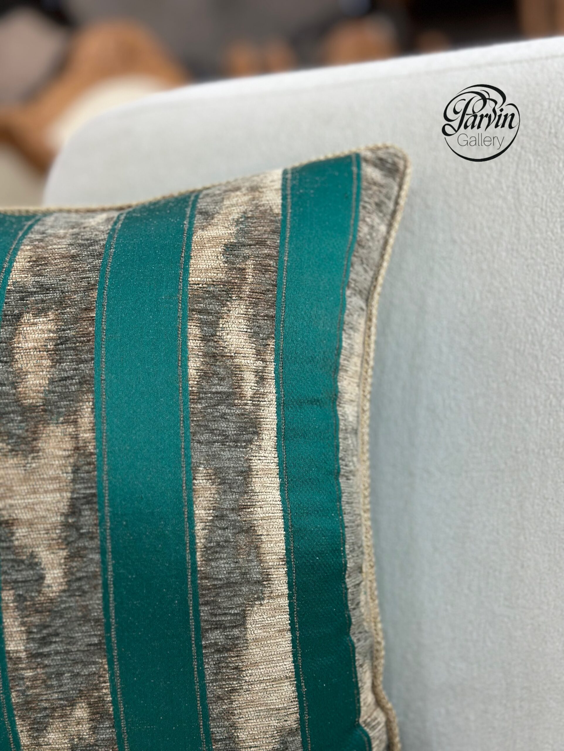 کوسن مربعی گلابتون سبز موازی - تصویر 2